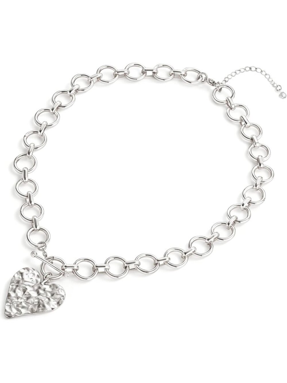 Women's Silver Heart Chunky Gold Heart 14 Plated Toggle Statement Necklace